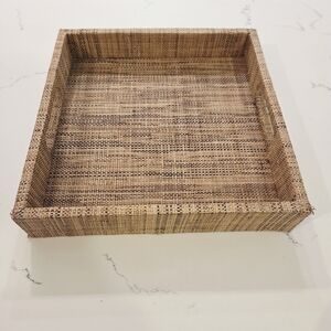 West Elm Raffia Woven Serving Decorative Tray Palm Beach Aesthetic
